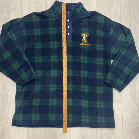 Walt Disney Vintage 90s Green Plaid Checkered Tigger Button Snap Fleece Size XL - Picture 6 of 12